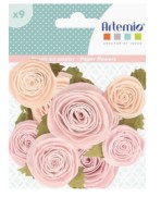 Flores de papel Rosas 3 à 4 cm nueve unidades