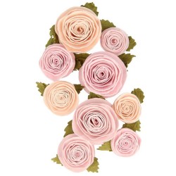 Flores de papel Rosas 3 à 4 cm nueve unidades