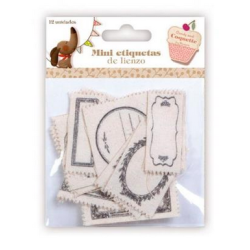 12 Mini etiquetas lienzo Candy and Coquette 12 U.