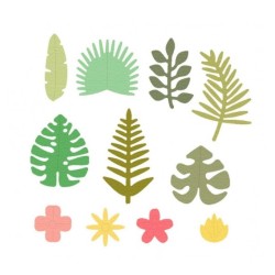 Troquel fino con el diseño "Flores y Plantas Botánicos Tropicales" de ZAG que incluye 11 unidades.