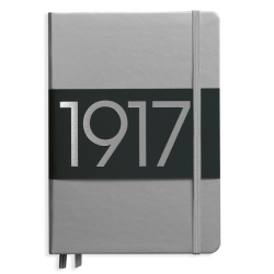 Notebook Mediano (A5)Cuaderno mediano con puntos, tapa dura, 251 páginas numeradas, plateado. Leuchtturm 1917