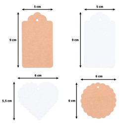 200 Etiquetas Festoneadas de Cartulina 216g diferentes diseños