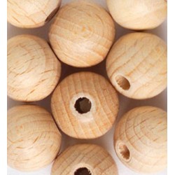 Cuentas de madera natural, 12 mm