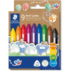 Estuche 9 ceras colores surtidos-Jumbo extra gruesas de diseño triangular ergonómico
