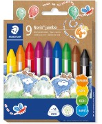 Estuche 9 ceras colores surtidos-Jumbo extra gruesas de diseño triangular ergonómico