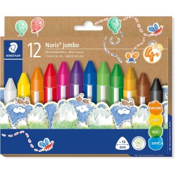 Estuche 12 ceras colores surtidos-Jumbo extra gruesas de diseño triangular ergonómico