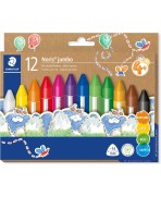 Estuche 12 ceras colores surtidos-Jumbo extra gruesas de diseño triangular ergonómico