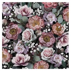 Servilleta 33cmx33cm Vintage Flowers Black