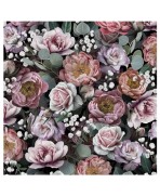 Servilleta 33cmx33cm Vintage Flowers Black
