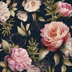 Servilleta 33cmx33cm flores fondo negro