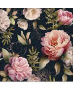 Servilleta 33cmx33cm flores fondo negro