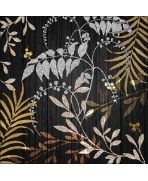 Servilleta 33cmx33cm flores fondo negro hojas