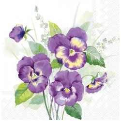 Servilleta 33cmx33cm-RAMO DE PENSAMIENTOS violeta