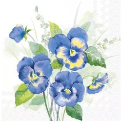 Servilleta 33cmx33cm-RAMO DE PENSAMIENTOS AZUL