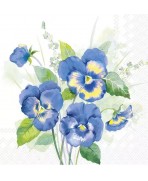 Servilleta 33cmx33cm-RAMO DE PENSAMIENTOS AZUL