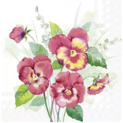 Servilleta 33cmx33cm-RAMO DE PENSAMIENTOS ROJO