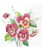 Servilleta 33cmx33cm-RAMO DE PENSAMIENTOS ROJO