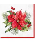 Servilleta 33x33 cm -Composición con Poinsettia navidad