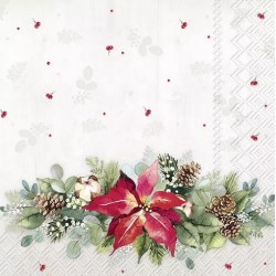 Servilleta 33x33 cm -Composición con flor de navidad