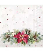 Servilleta 33x33 cm -Composición con flor de navidad