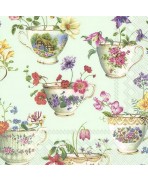 Servilleta 33x33 cm -TAZA DE FLORES verde claro