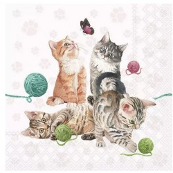 Servilletas 33x33 cm - Jugando gatitos