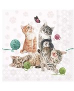 Servilletas 33x33 cm - Jugando gatitos