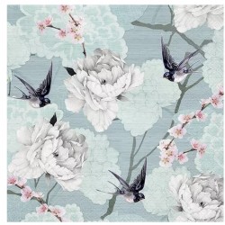 Servilletas 33x33 cm - Flores orientales azules