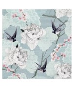 Servilletas 33x33 cm - Flores orientales azules