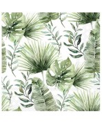 Servilletas 33x33 cm - Hojas de la selva blancas