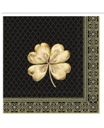 Servilleta 33cmx33cm HOJA DE TREBOL DORADA oro negro