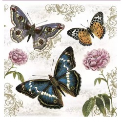 Servilletas 33x33 cm -Mariposas sobre fondo retro