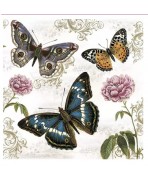 Servilletas 33x33 cm -Mariposas sobre fondo retro