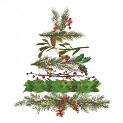 Servilleta 30cmx30cm árbol navidad con ramas