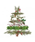 Servilleta 30cmx30cm árbol navidad con ramas