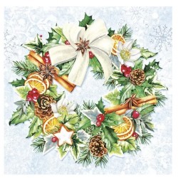 Servilleta 33x33 cm - Corona de Navidad Pintada