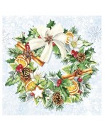 Servilleta 33x33 cm - Corona de Navidad Pintada