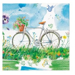 Servilleta 33cmx33cm Bicicleta en acuarela