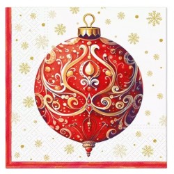Servilleta 33x33 cm - Adorno Rojo con Ornamento
