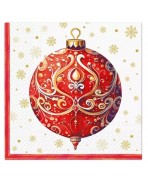 Servilleta 33x33 cm - Adorno Rojo con Ornamento
