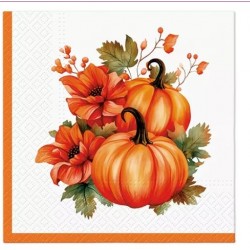 Servilleta 33cmx33cm Calabaza con Flores