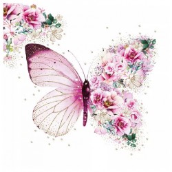Servilleta 33cmx33  flores de mariposa