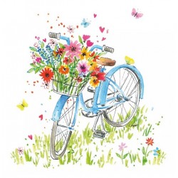 Servilleta 33x33 cm - Bicicleta flores