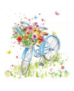 Servilleta 33x33 cm - Bicicleta flores