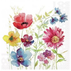 Servilleta 33x33 cm -Flores de pradera de acuarelas
