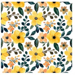 Servilleta 33cmx33cm Patrón floral amarillo