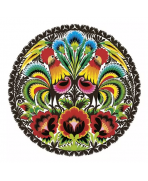 Servilletas 33x33 cm Łowicz Folk Roosters Round Cut-out