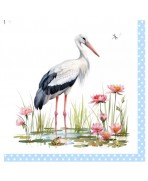 Servilletas 33x33 cm cigüeña y ranas azul