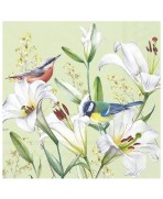 Servilleta 33cmx33cm AVES EN LIRIOS verde claro