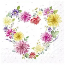Servilleta 33cmx33cm CORAZÓN HECHO DE FLORES